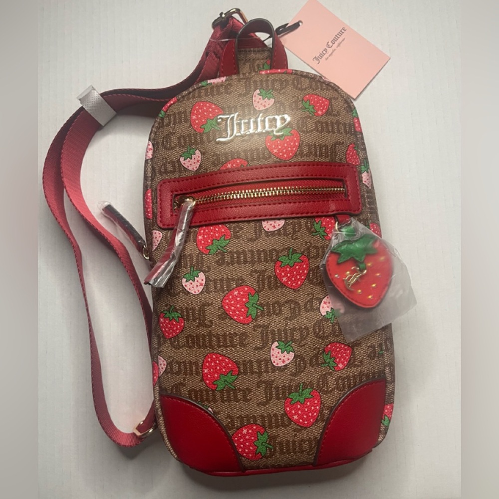 Juicy Couture Brown and Strawberry Red Crossbody Bag